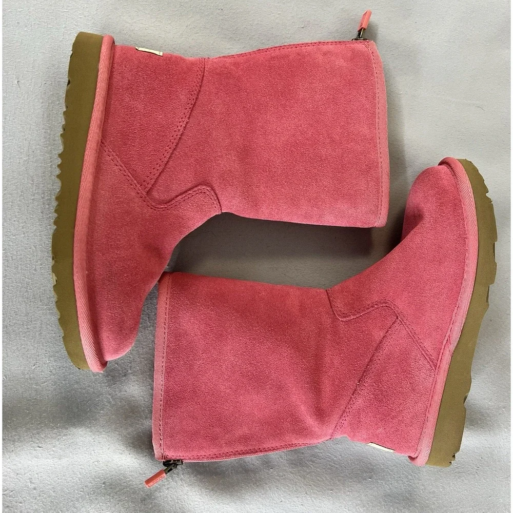 UGG Lil Sunshine II Back Zipper Suede Kids Boots Pink ‎ Size 1